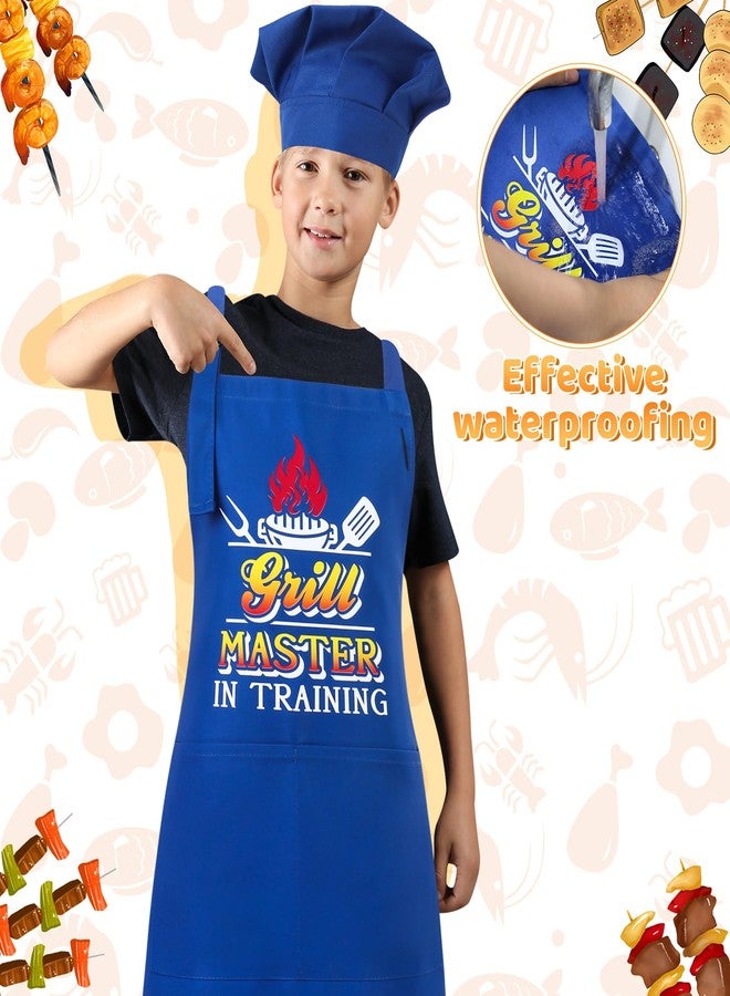 XLSXEXCL Kids Apron and Chef Hat Set, Funny Apron Adjustable Child Aprons Chef in Training Kitchen Aprons for Boys and Girls for Cooking, Baking, Painting, Training (Blue) - Image 4